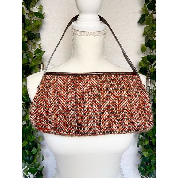 Banana Republic Y2K Leather Wool Mini Bag Purse - Picture 2 of 10